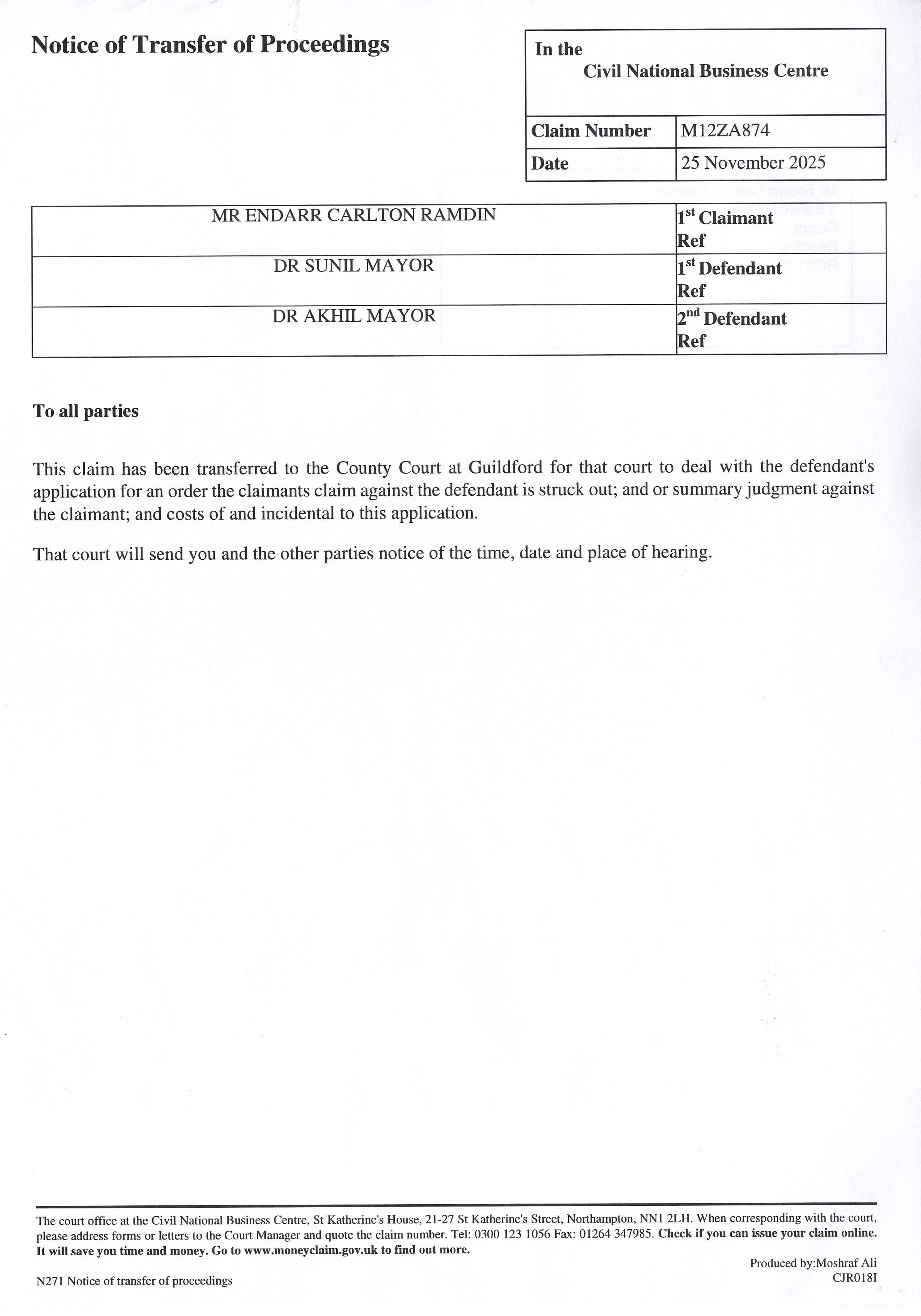 EX09 / Post-default correspondence asserting authority / costs / Envelope-2-CNBC-Notice-05-12-2025.jpeg / Continued assertion of authority after default, no relief sought	CPR r.3.8; CPR r.44.11